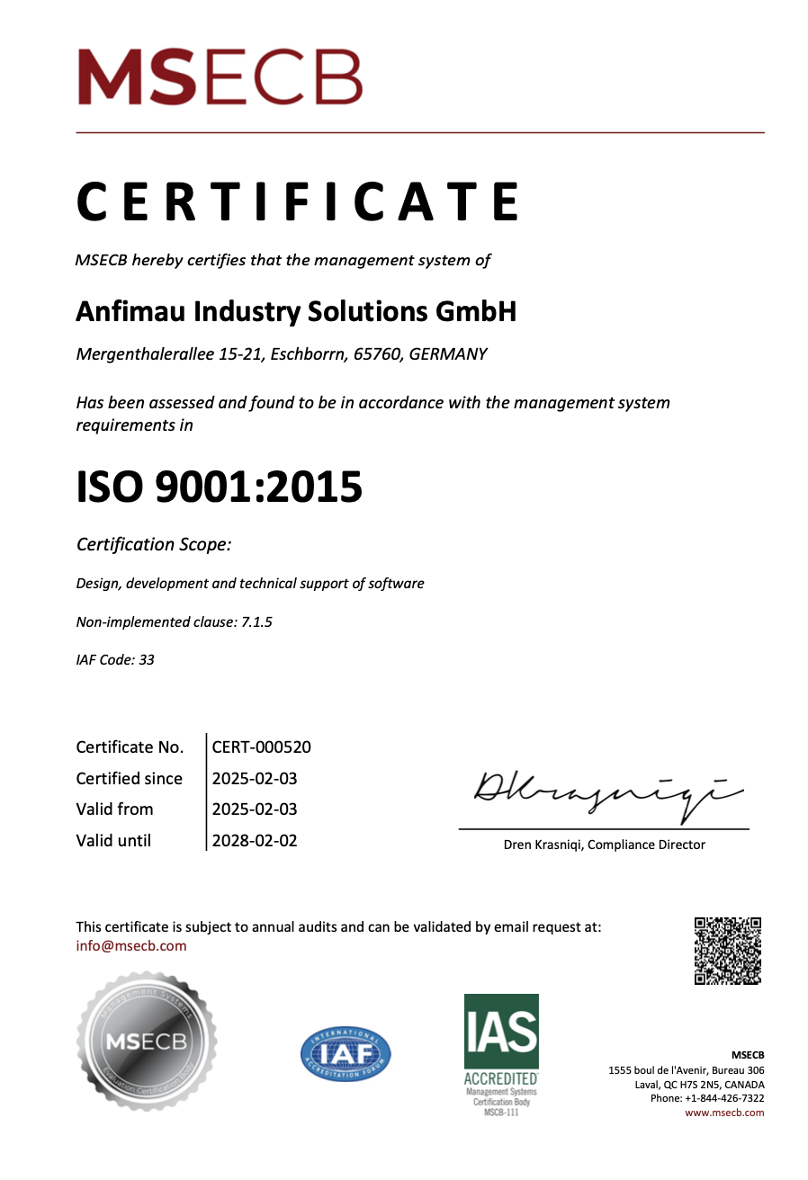 MSECB ISO 9001:2015 Certificate